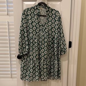 Sunday Up size M Green and White Geometric Midi Dress
